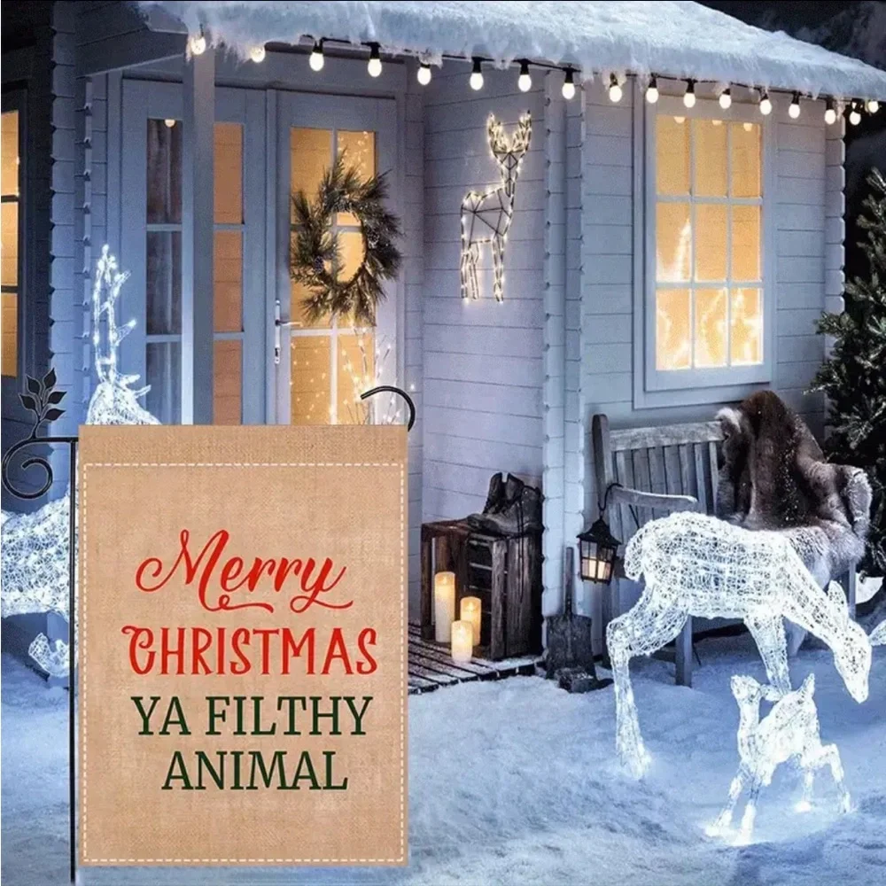 Merry Christmas Ya Filthy Animal Outdoor Flag, NWT